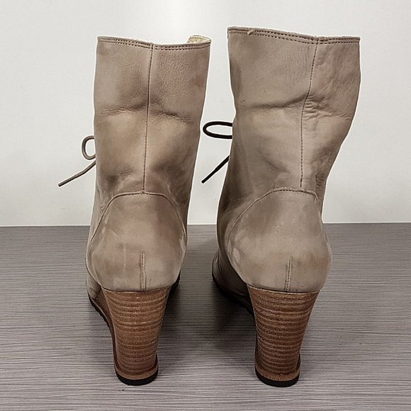 Caslon Gaby Faux Shearling Lace-Up Bootie, Sand Leather, Womens Size 11 M / 41 - Picture 9 of 11